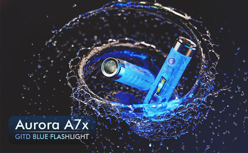 Aurora A7 USB-C GITD Sky Blue Keychain Flashlight (3rd Generation)