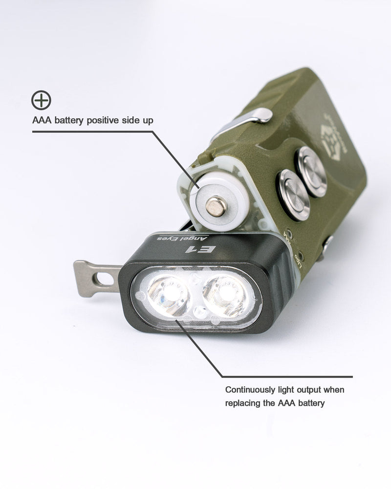 Angel Eyes E1 Hybrid Keychain Flashlight