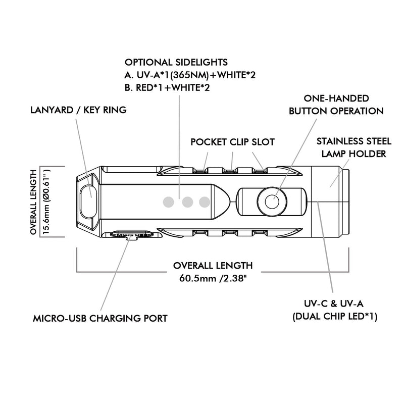 RovyVon Aurora A8 Pro Keychain UV-C Light_Size